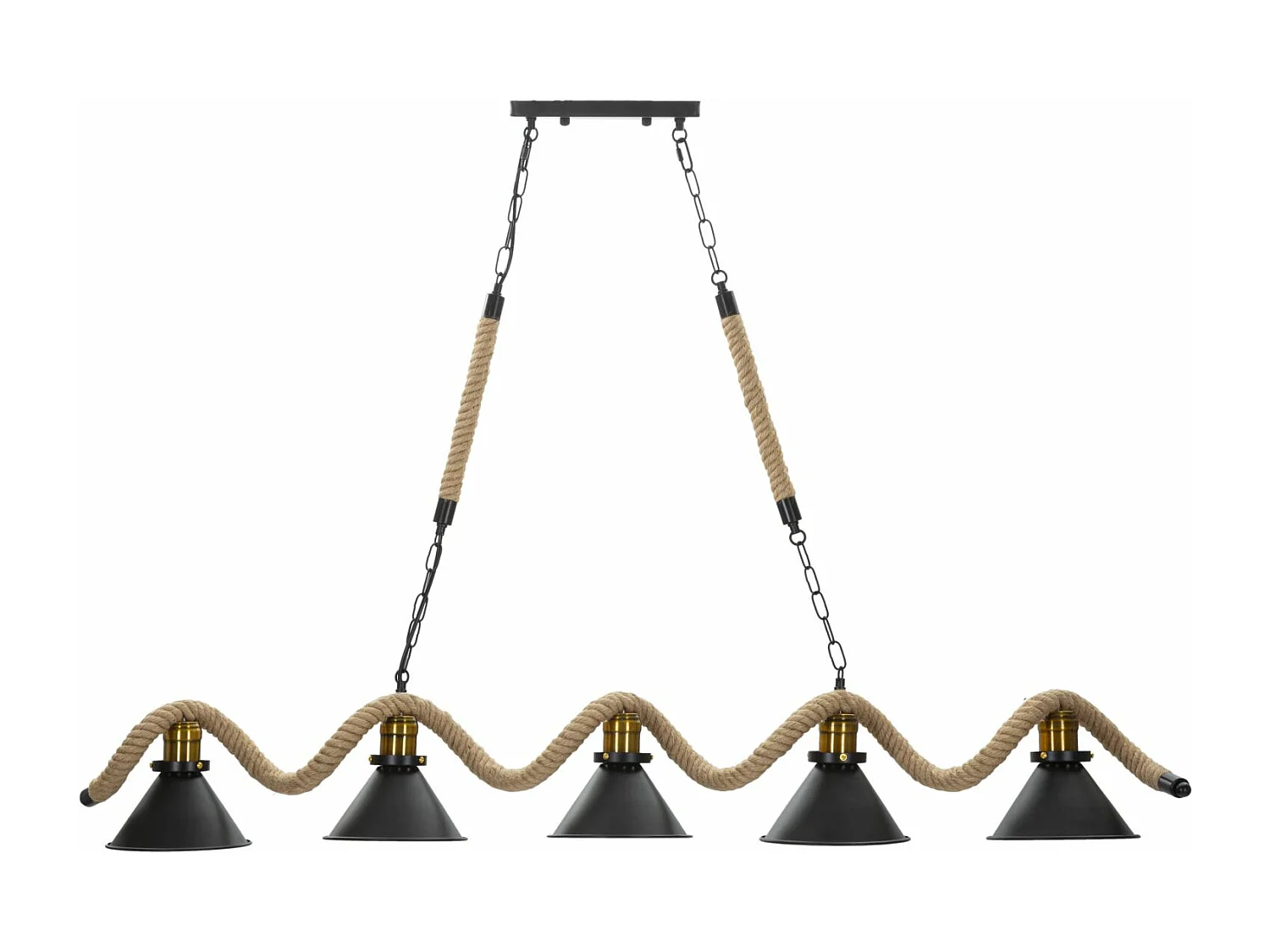 Lustre en métal et corde cm 130x20x80