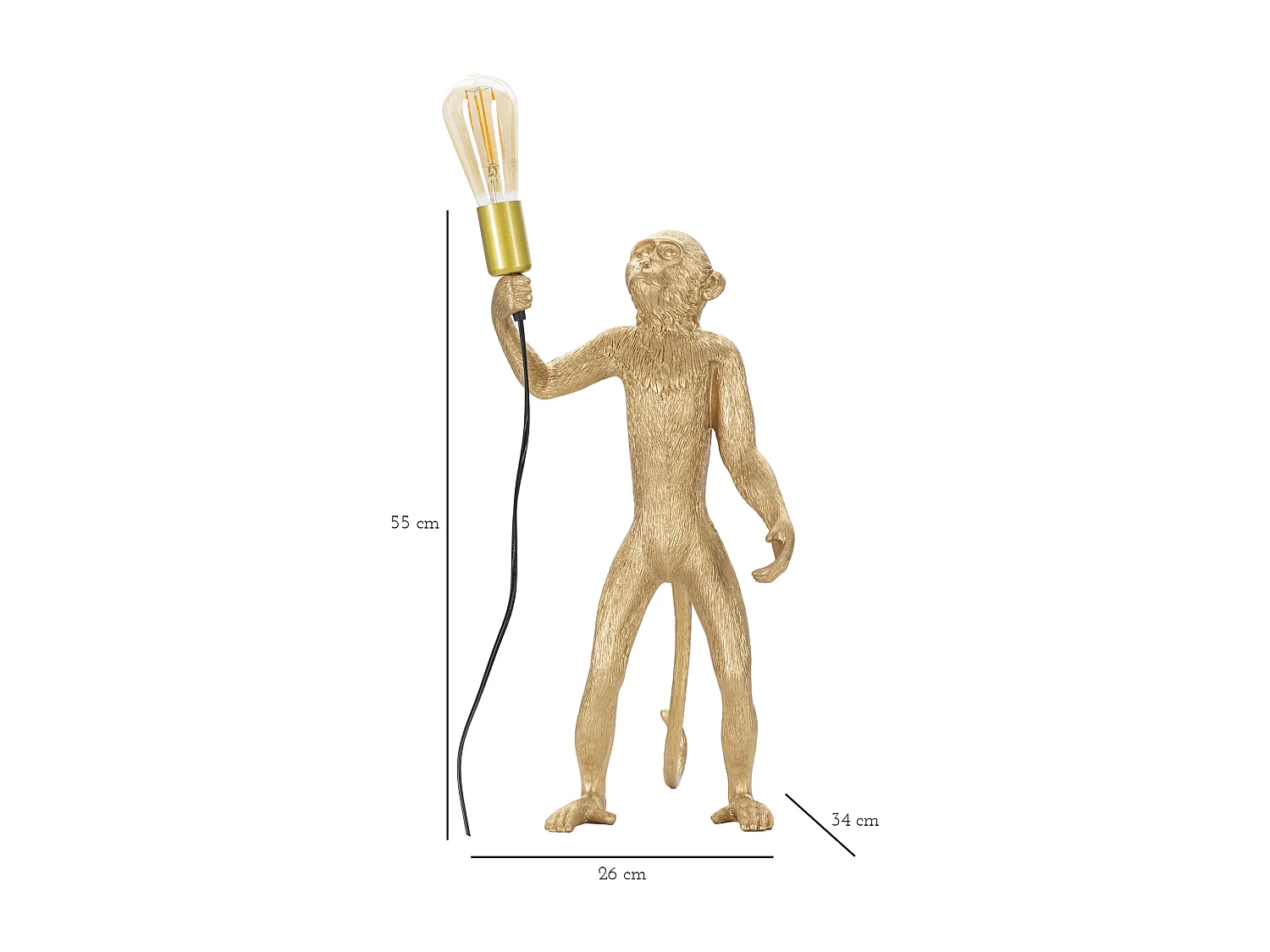Lampe à Poser en Résine "Singe" 55cm Or