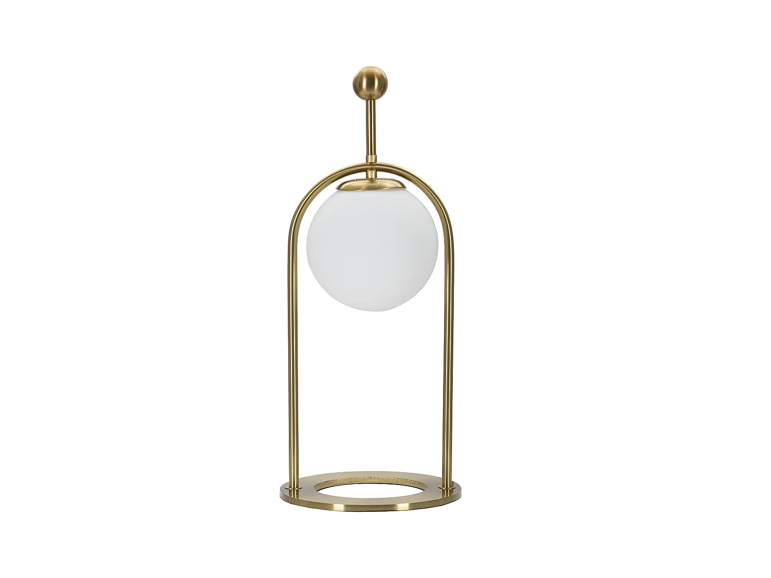 Lampe à poser or et blanc -B- Design minimaliste en métal et verre - Abat-jour sphérique en verre blanc - Dimensions Ø 21x50 cm