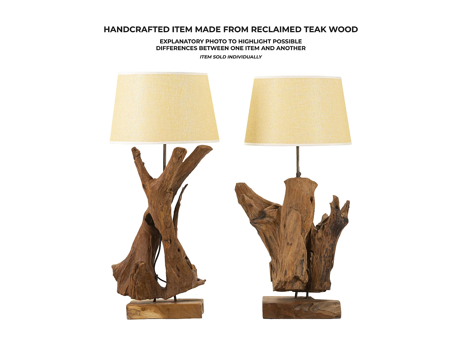 Lampada da tavolo in legno riciclato cm Ø 35x80