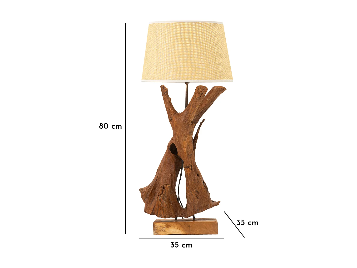 Lampe à Poser en Teck "Tavolo" 80cm Marron
