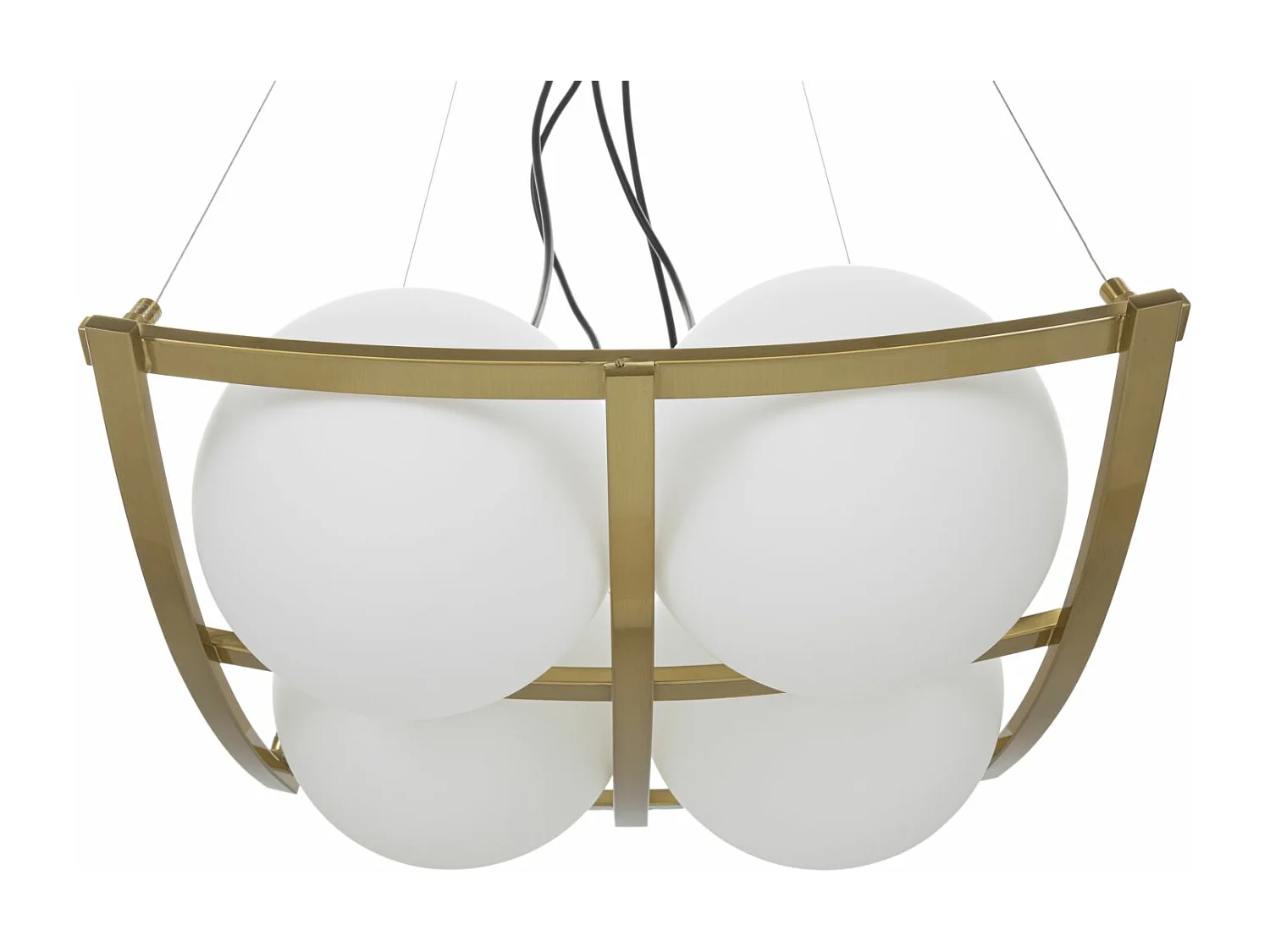 Lampe Suspension en Verre "Japan" 45cm Blanc & Or