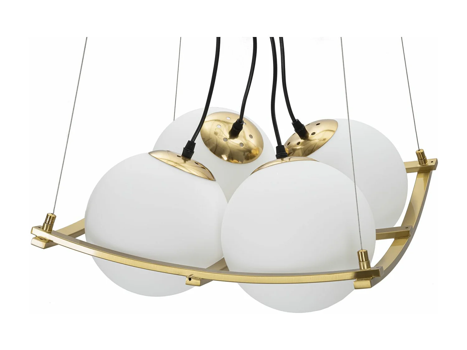 Lampe Suspension en Verre "Japan" 45cm Blanc & Or