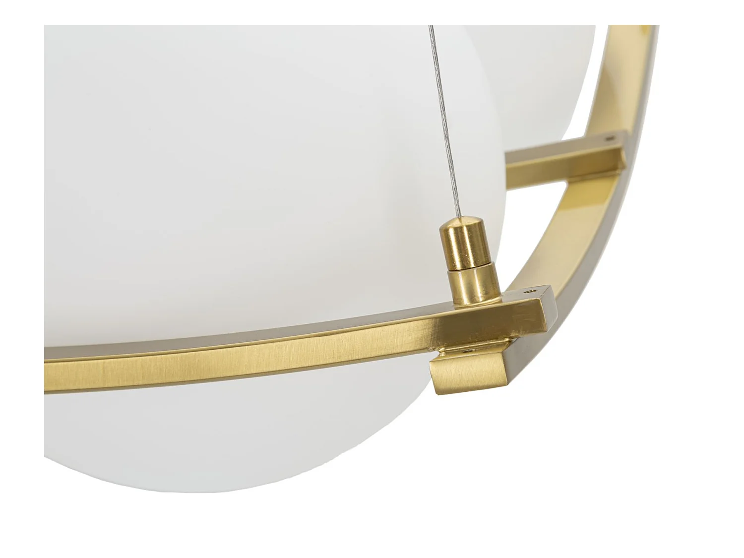 Lampe Suspension en Verre "Japan" 45cm Blanc & Or