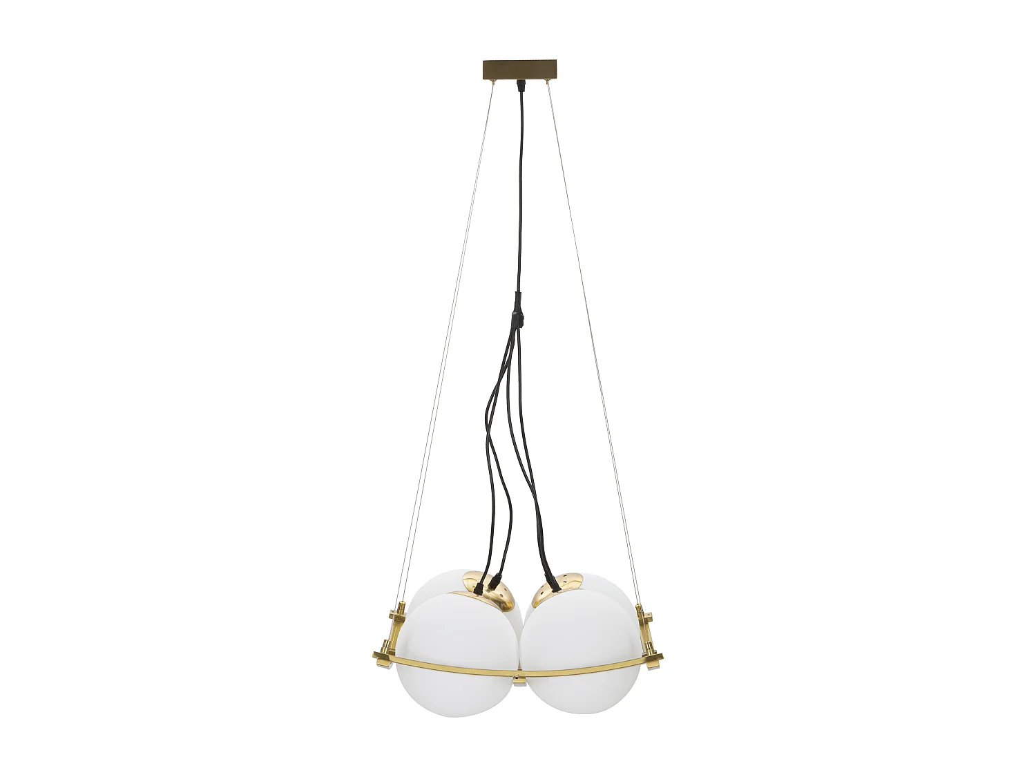 Lampe Suspension en Verre "Japan" 45cm Blanc & Or