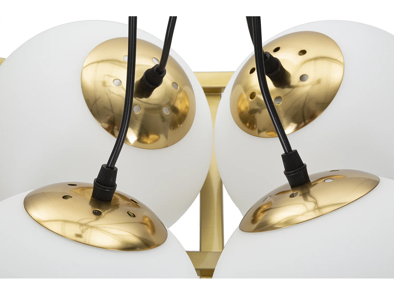 Lampe Suspension en Verre "Japan" 45cm Blanc & Or