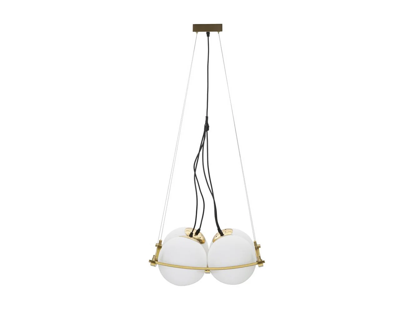 Lampe Suspension en Verre "Japan" 45cm Blanc & Or