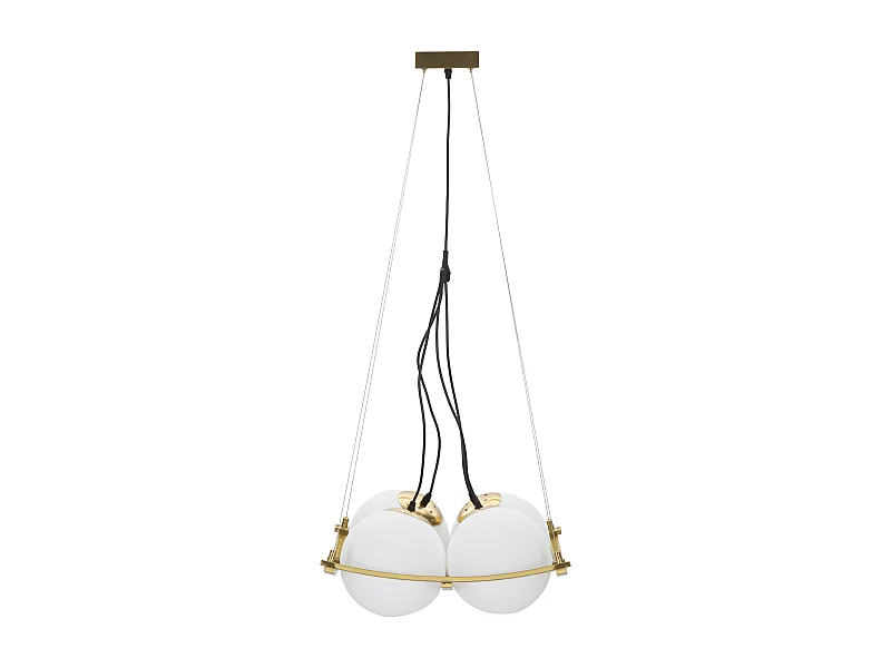Lampe Suspension en Verre "Japan" 45cm Blanc & Or