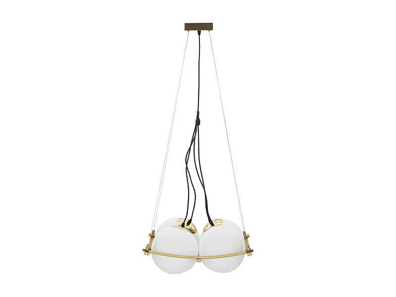 Lampe Suspension en Verre "Japan" 45cm Blanc & Or