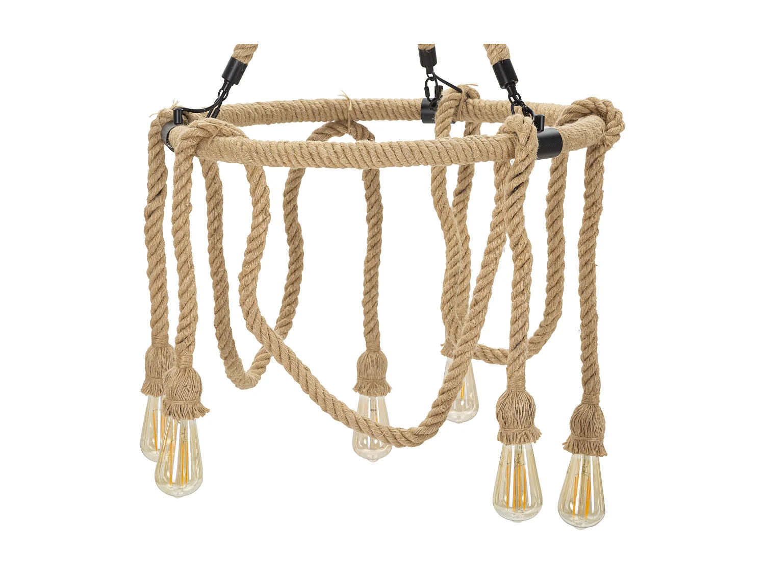 Lampadario in metallo e corda cm Ø 64x90