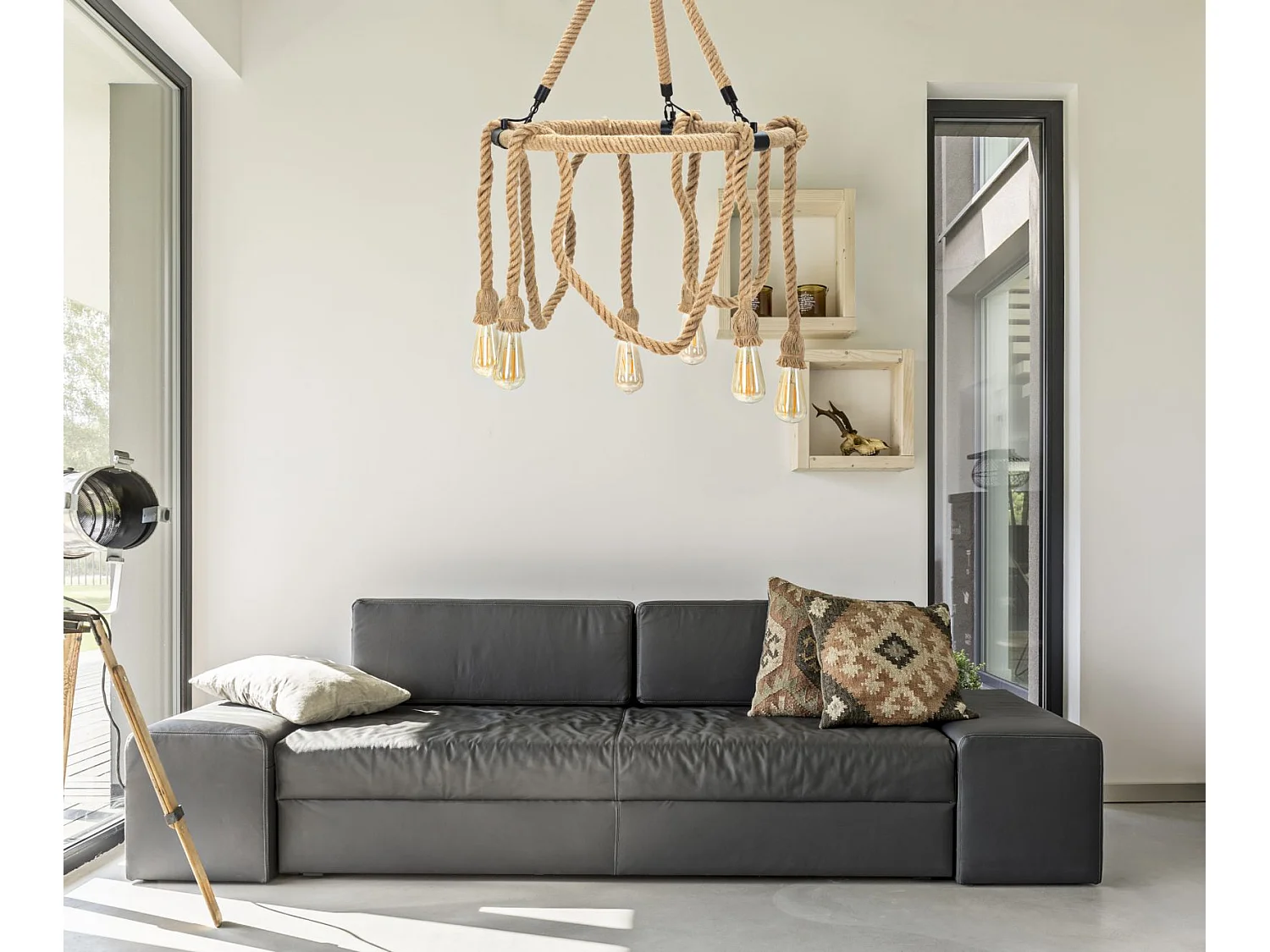 Lampe Suspension en Bambou "Rope" 64cm Naturel