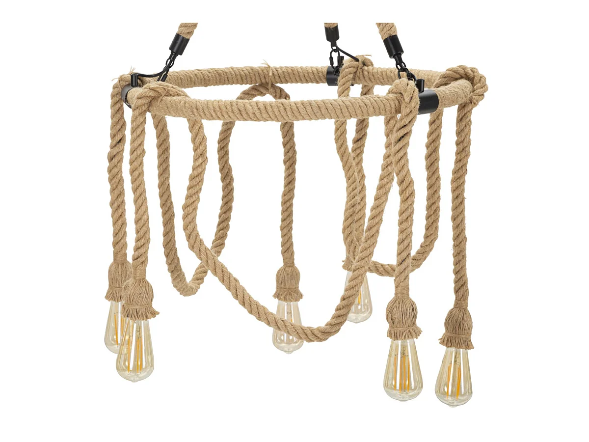 Pendelleuchte aus Metall und Seil Rope Circle
