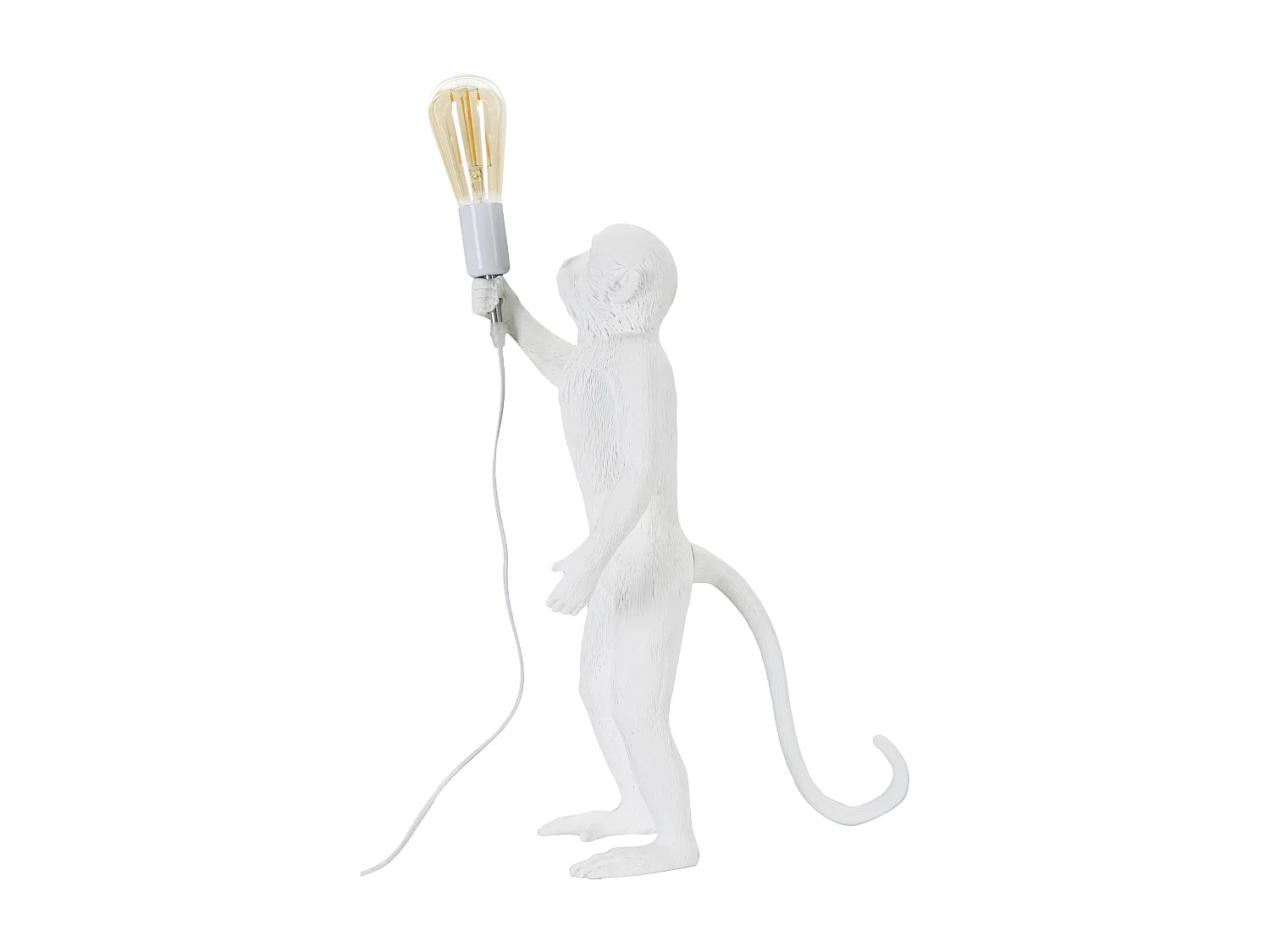 Lampe à Poser en Résine "Singe" 55cm Blanc