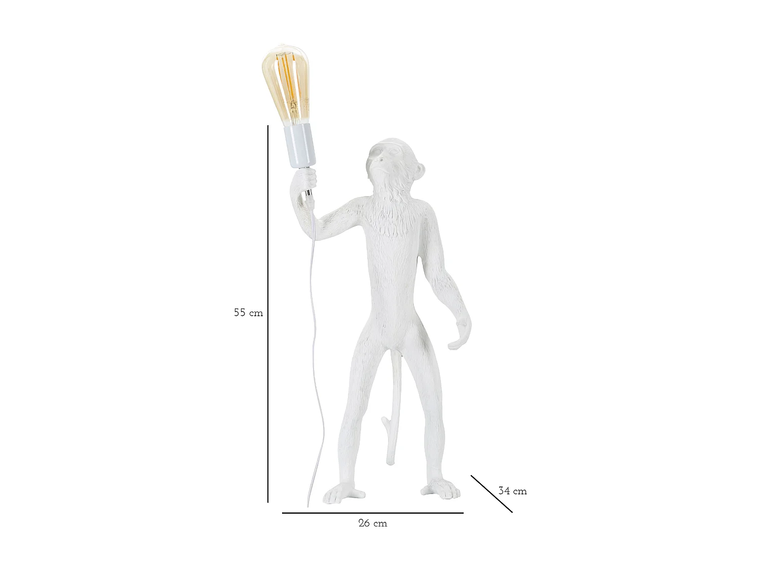 Lampe à Poser en Résine "Singe" 55cm Blanc