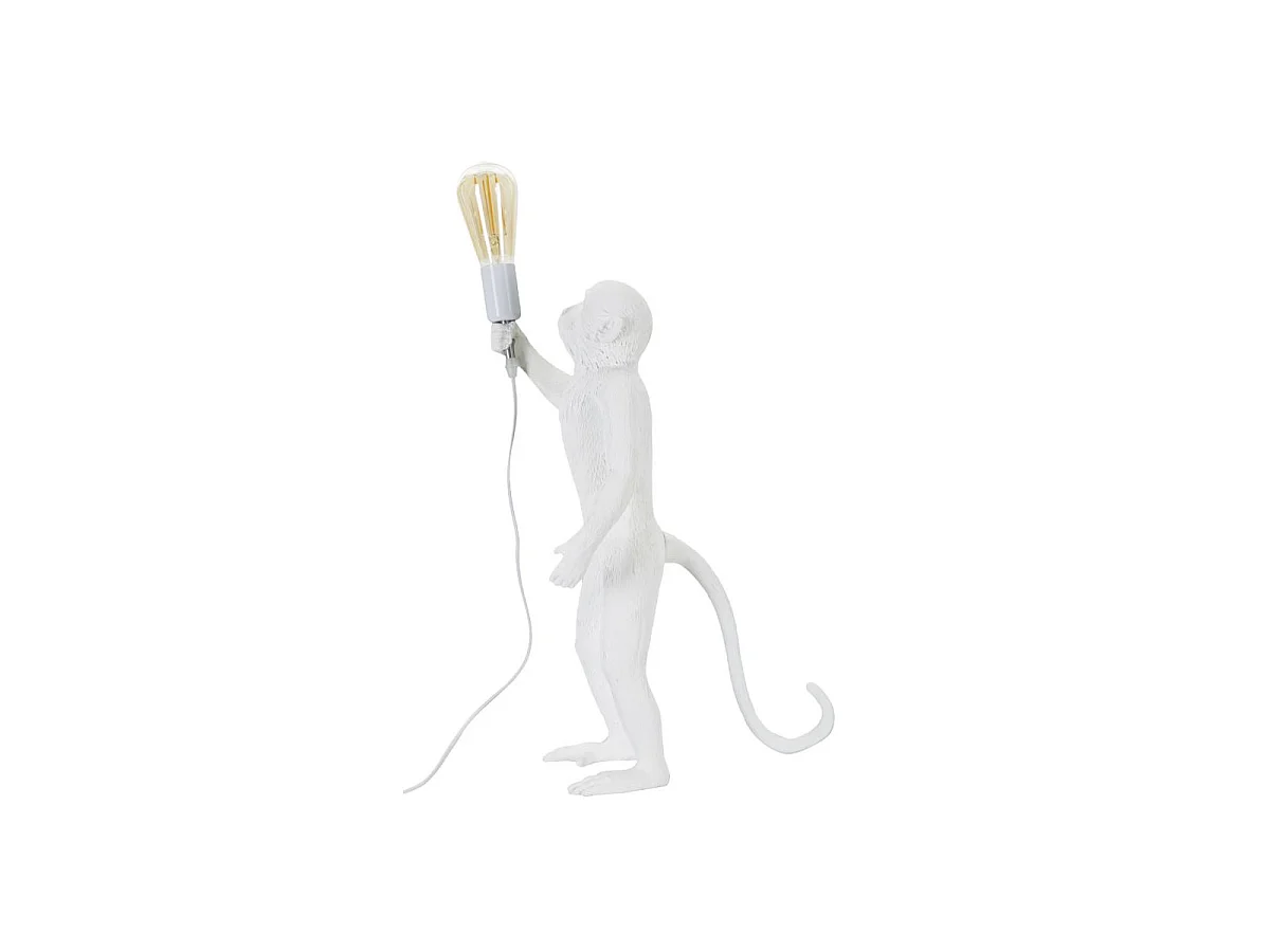 Lampe à Poser en Résine "Singe" 55cm Blanc