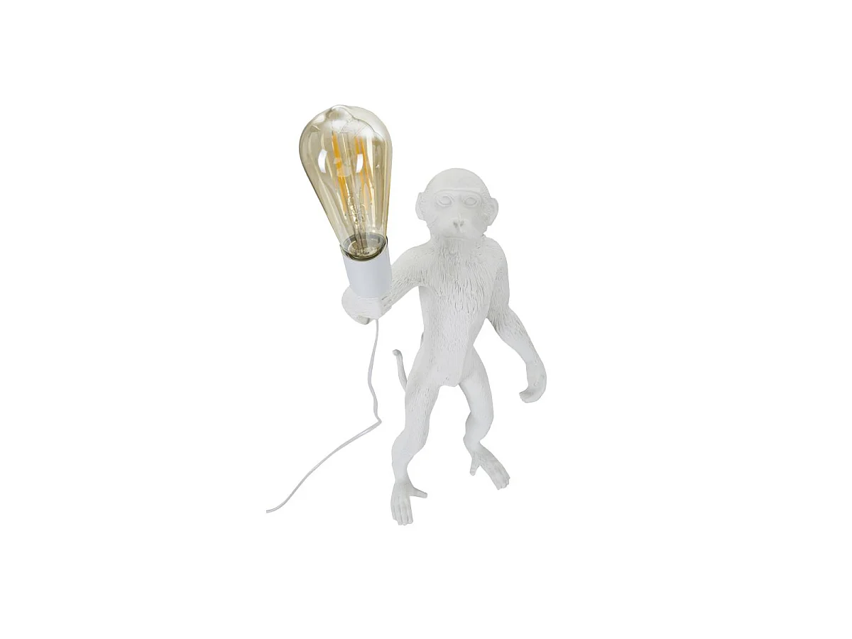 Lampe à Poser en Résine "Singe" 55cm Blanc