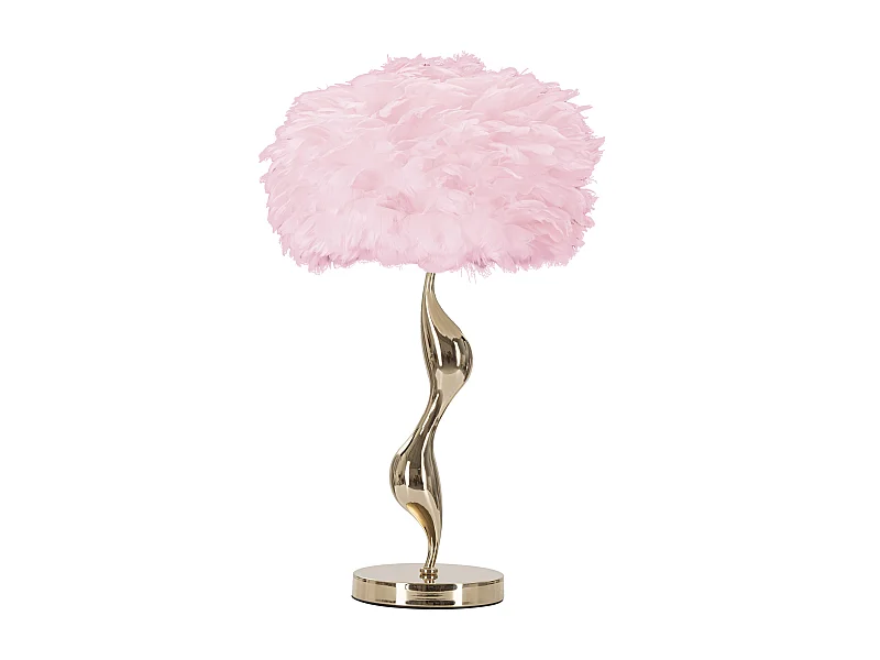 Lampe à Poser Imitation Plume "Slim" 63cm Or & Rose