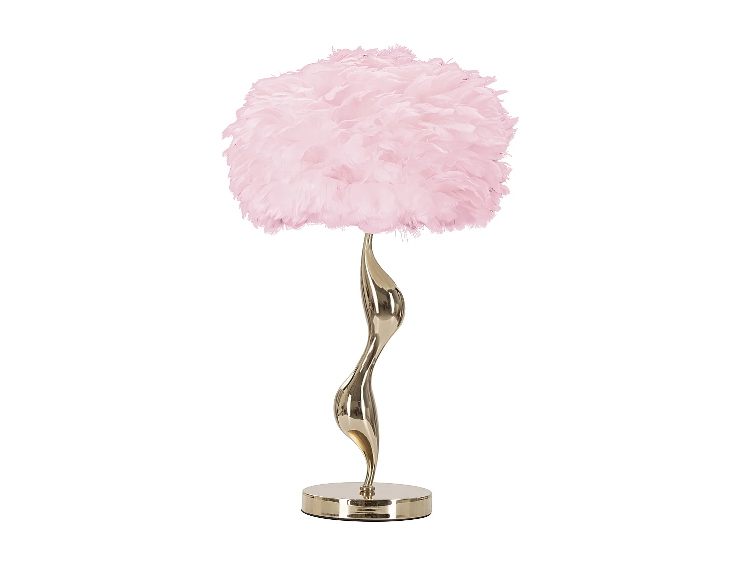 Lampe à Poser Imitation Plume "Slim" 63cm Or & Rose