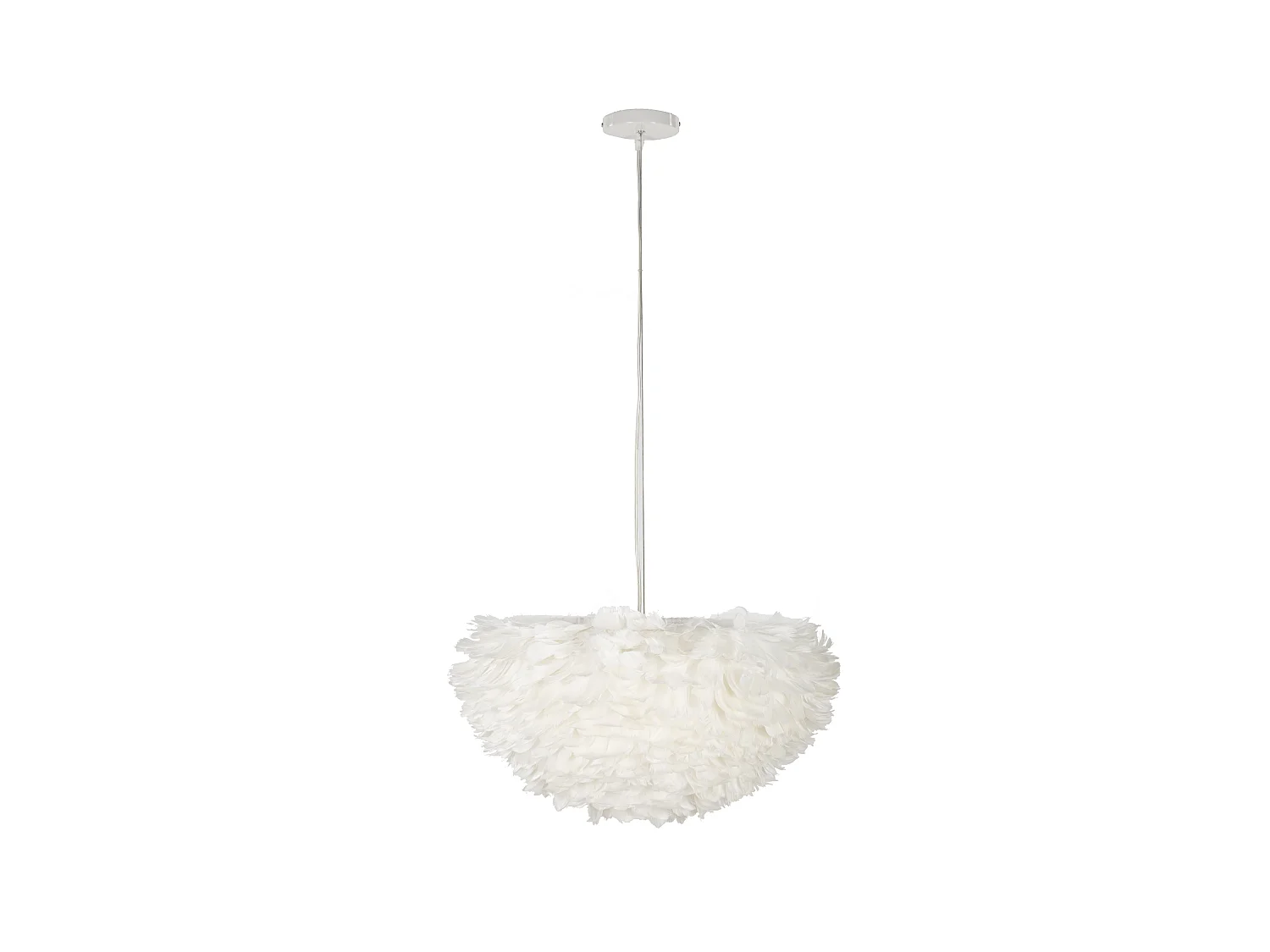 Suspension glam feather Ø 60x30 cm (hauteur avec câble 110 cm) – Lampe de plafond en plumes synthétiques blanches