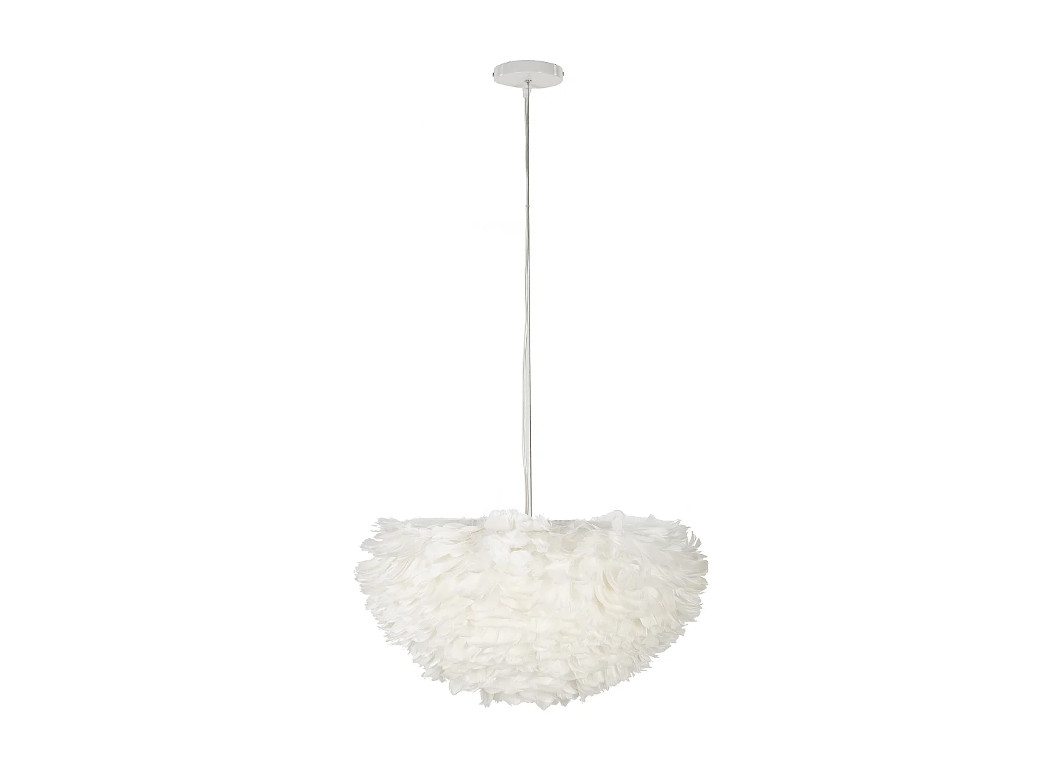 Lampadario con piume bianche cm Ø 60x30
