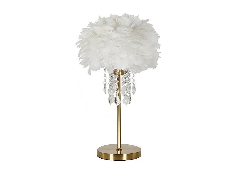 Lampe à Poser Imitation Plume "Diamon" 55cm Or & Blanc