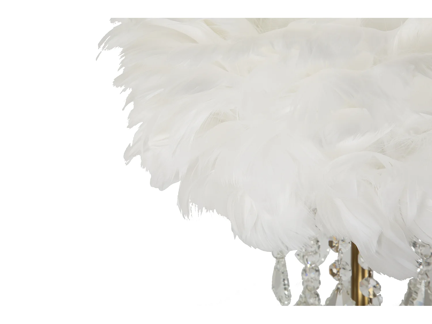 Lampe à Poser Imitation Plume "Diamon" 55cm Or & Blanc