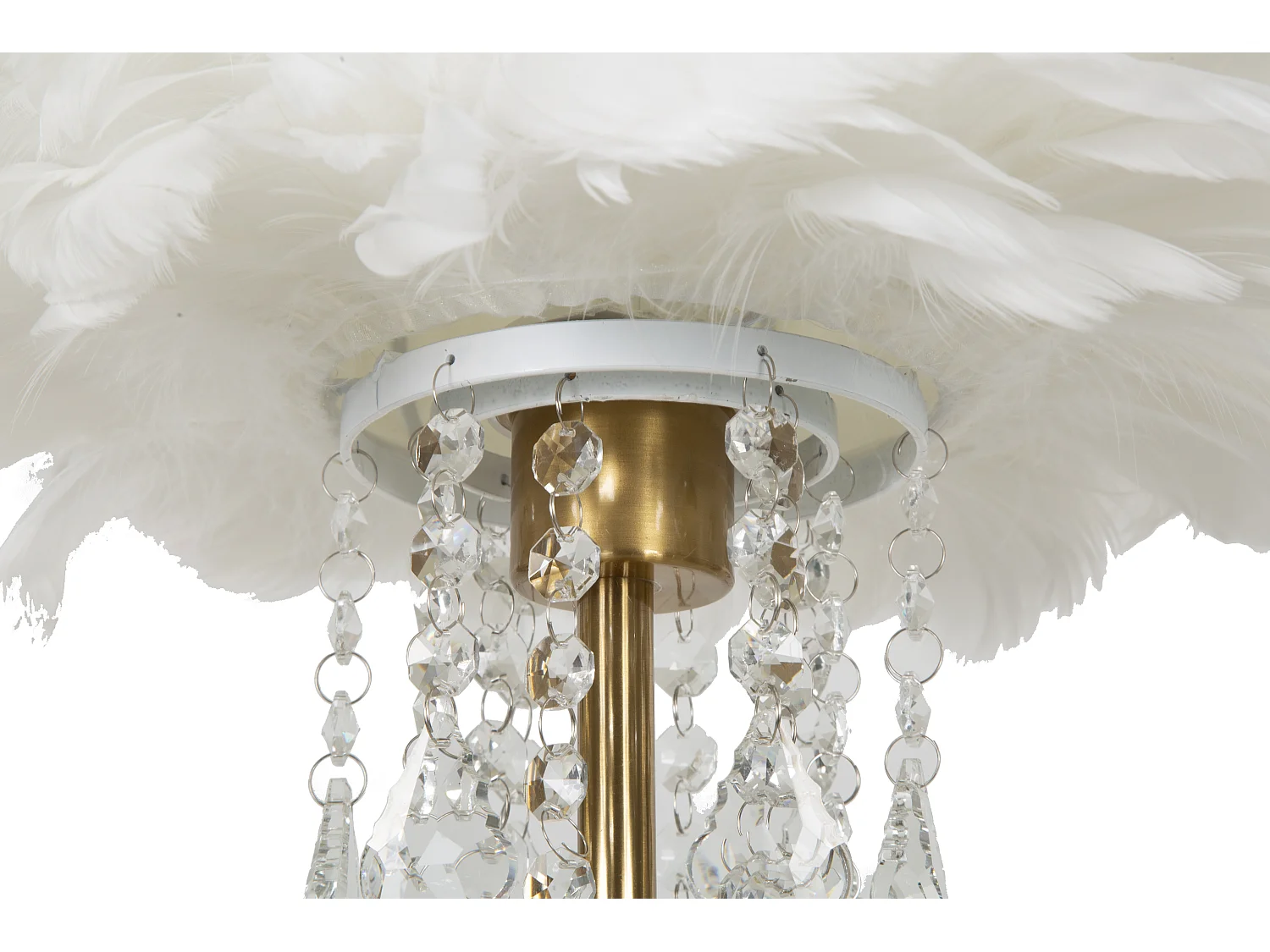 Lampe à Poser Imitation Plume "Diamon" 55cm Or & Blanc