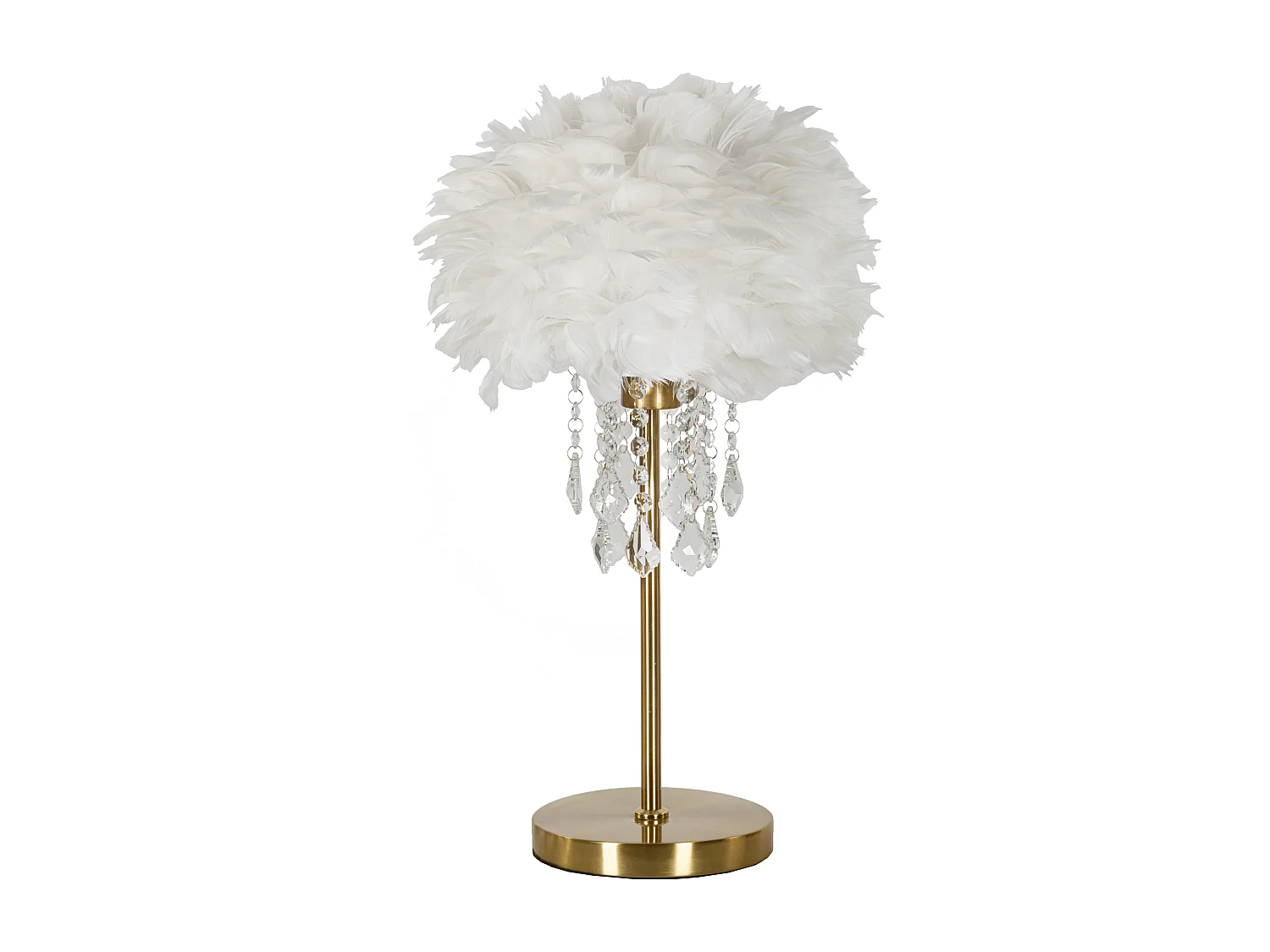 Lampe à Poser Imitation Plume "Diamon" 55cm Or & Blanc