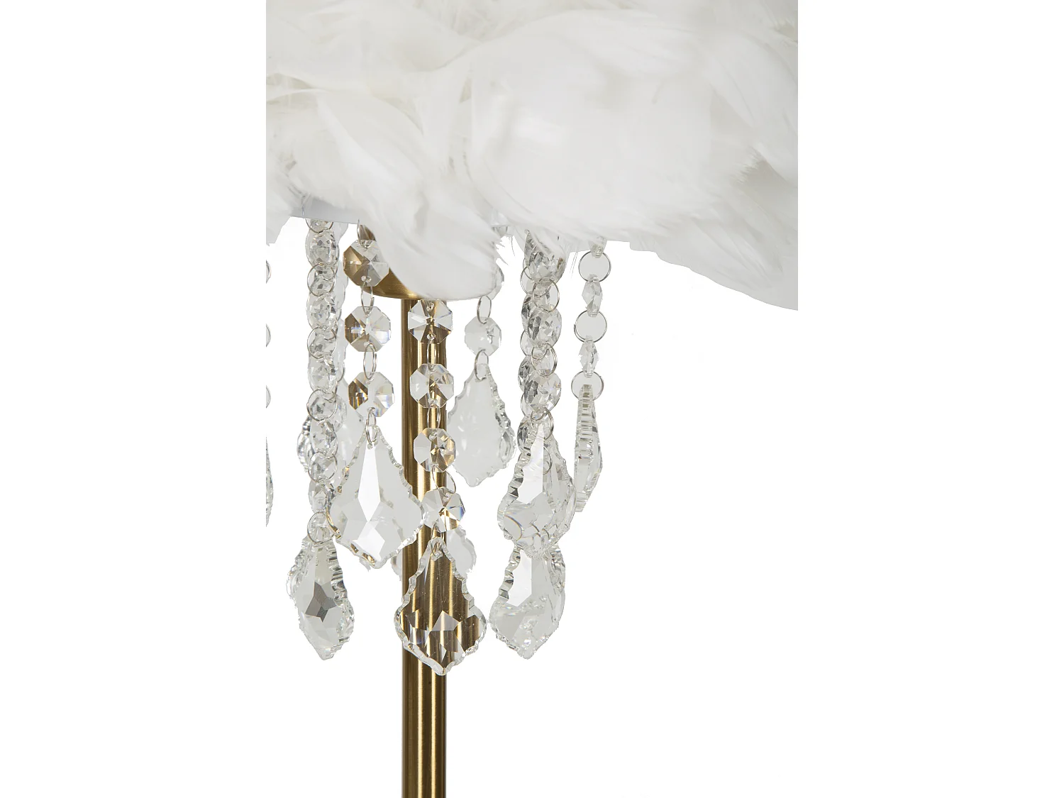 Lampe à Poser Imitation Plume "Diamon" 55cm Or & Blanc