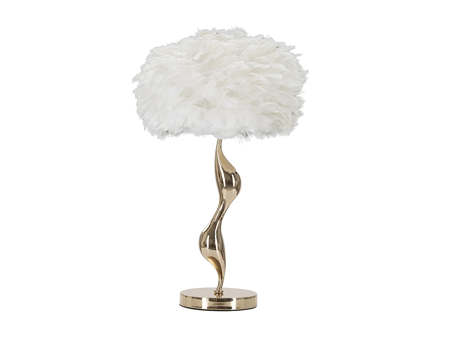 Lampe à Poser Imitation Plume "Slim" 63cm Or & Blanc