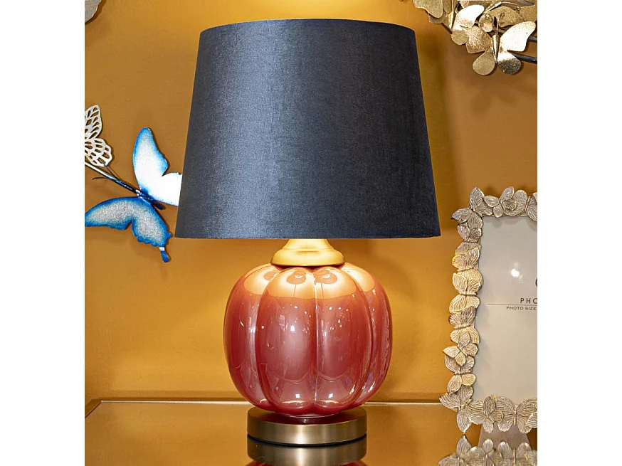 Lampe à Poser en Verre "Helene Ball" 50cm Rouge & Bleu