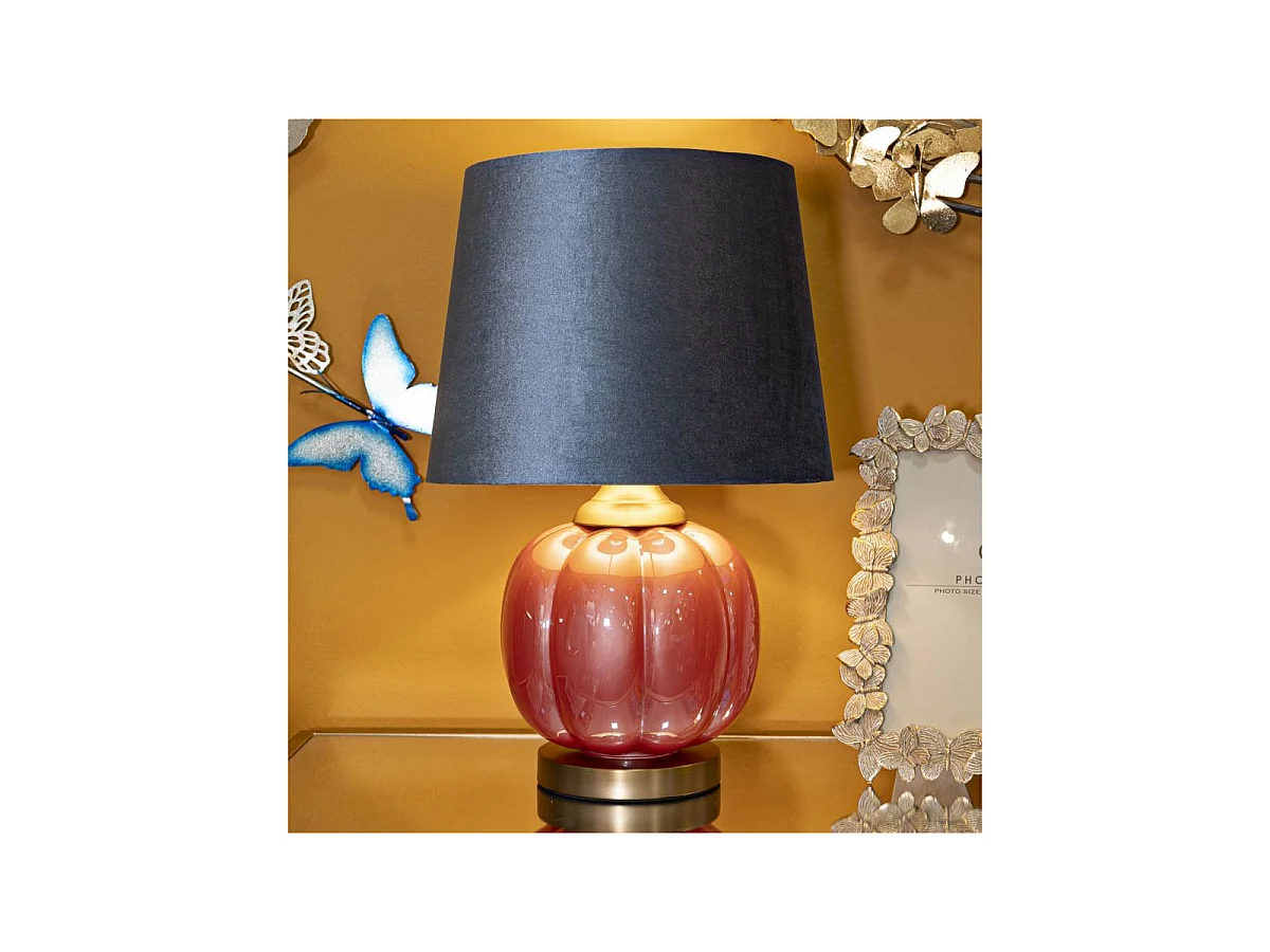 Lampe à Poser en Verre "Helene Ball" 50cm Rouge & Bleu