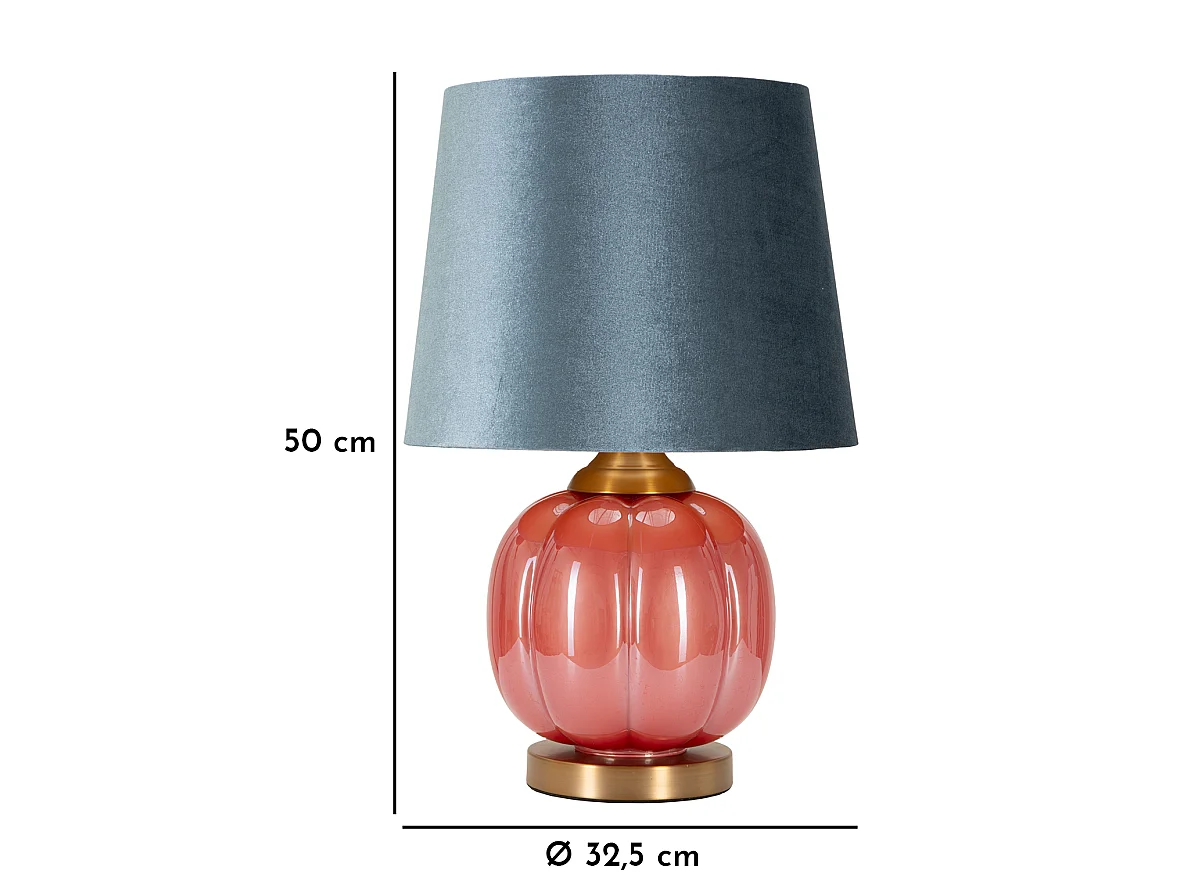 Lampe à Poser en Verre "Helene Ball" 50cm Rouge & Bleu