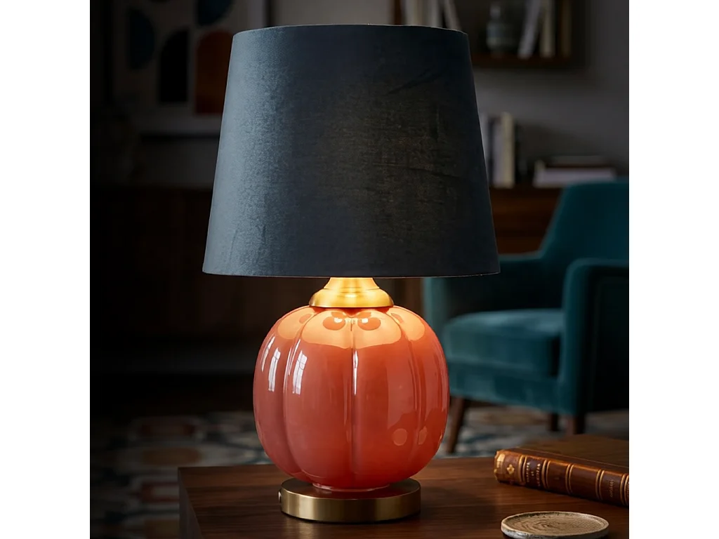 Lampa stołowa Helene Ball, kolor czerwony i niebieski, szkło, 32,5 x 32,5 x 50 cm, 1 x E27