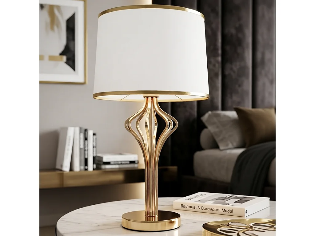 Lampada da tavolo con paralume in tessuto Slimmy