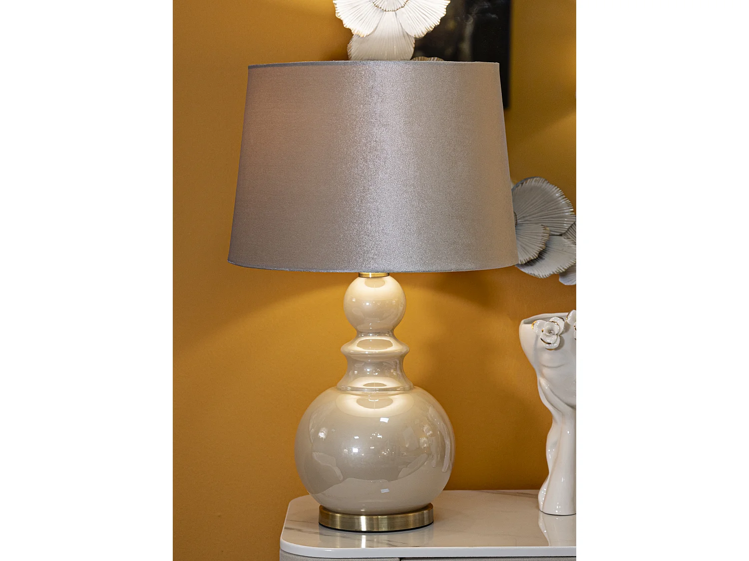 Lampe à Poser Design en Verre "Perly" 61cm Pearl