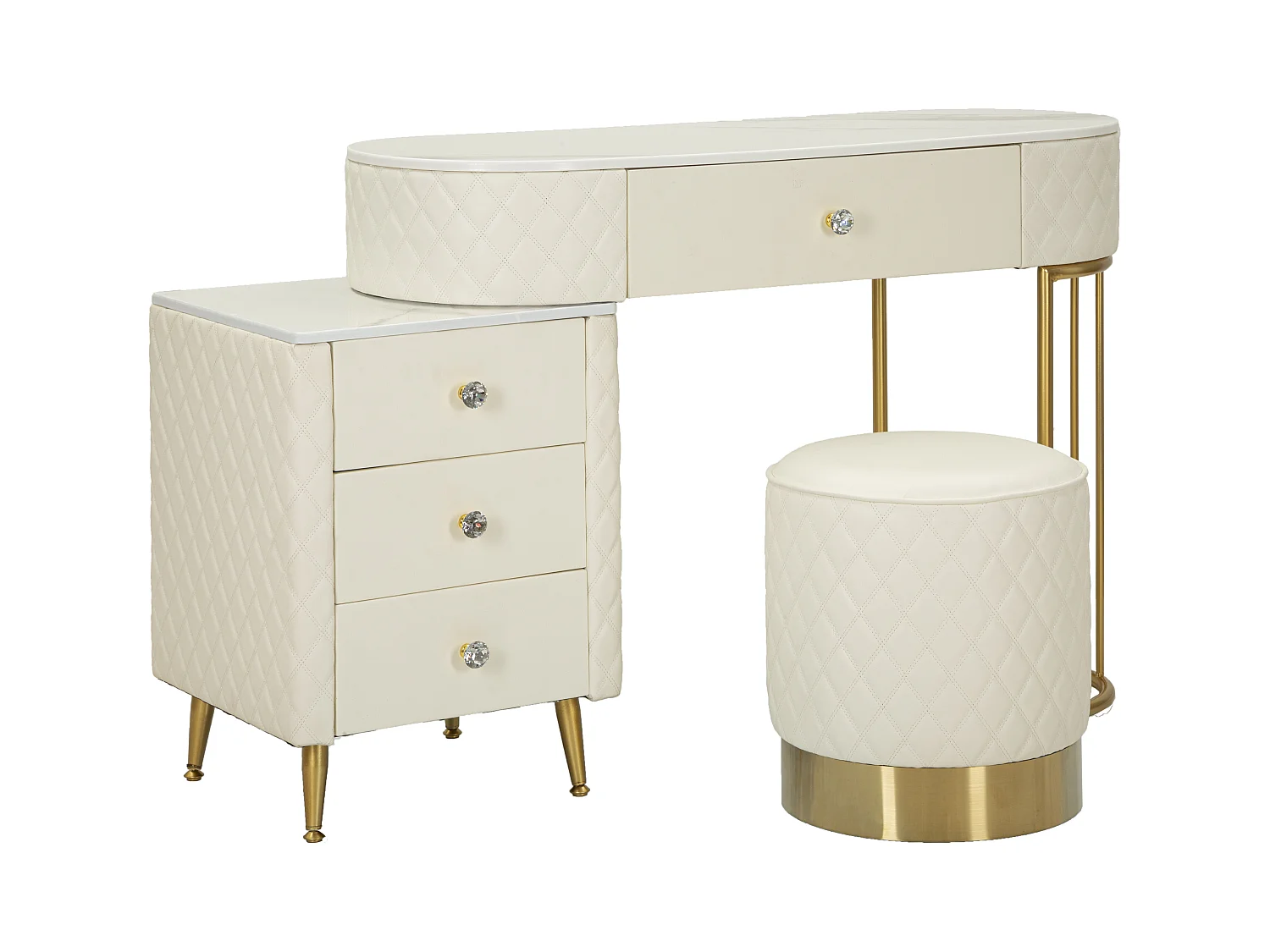 Coiffeuse en simili cuir avec pouf 120x40x75 cm