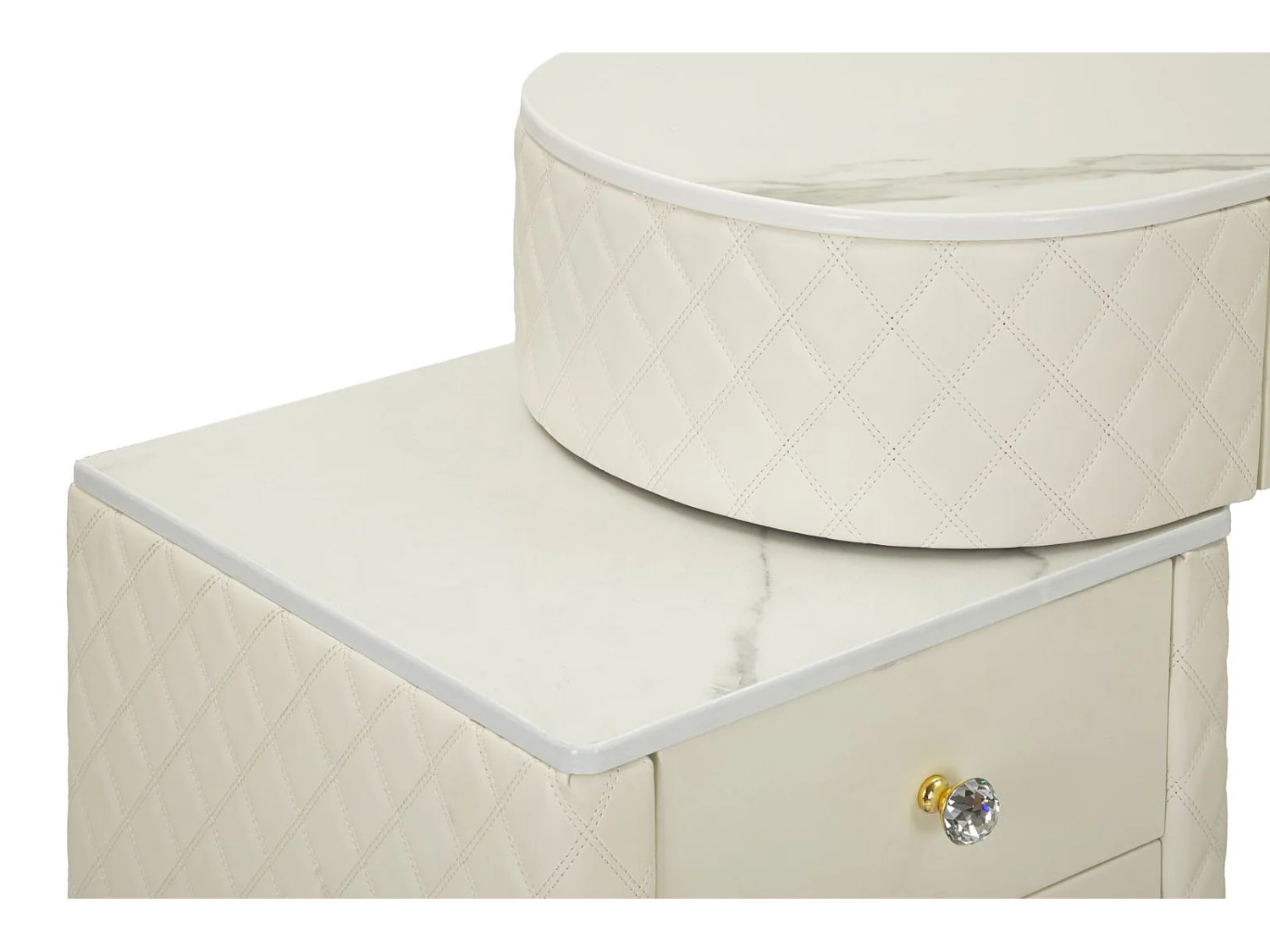 Coiffeuse Avec Pouf Effet Marbre "Sharon" 120 Blanc & Or