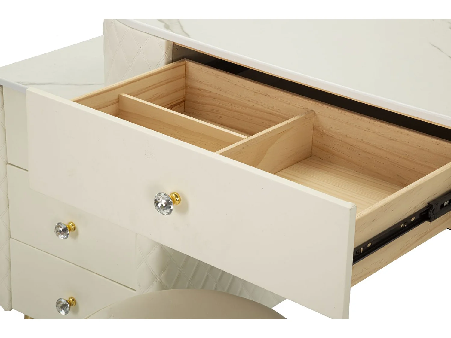 Schminktisch Sharon mit Hocker und Schubladen in Marmoroptik