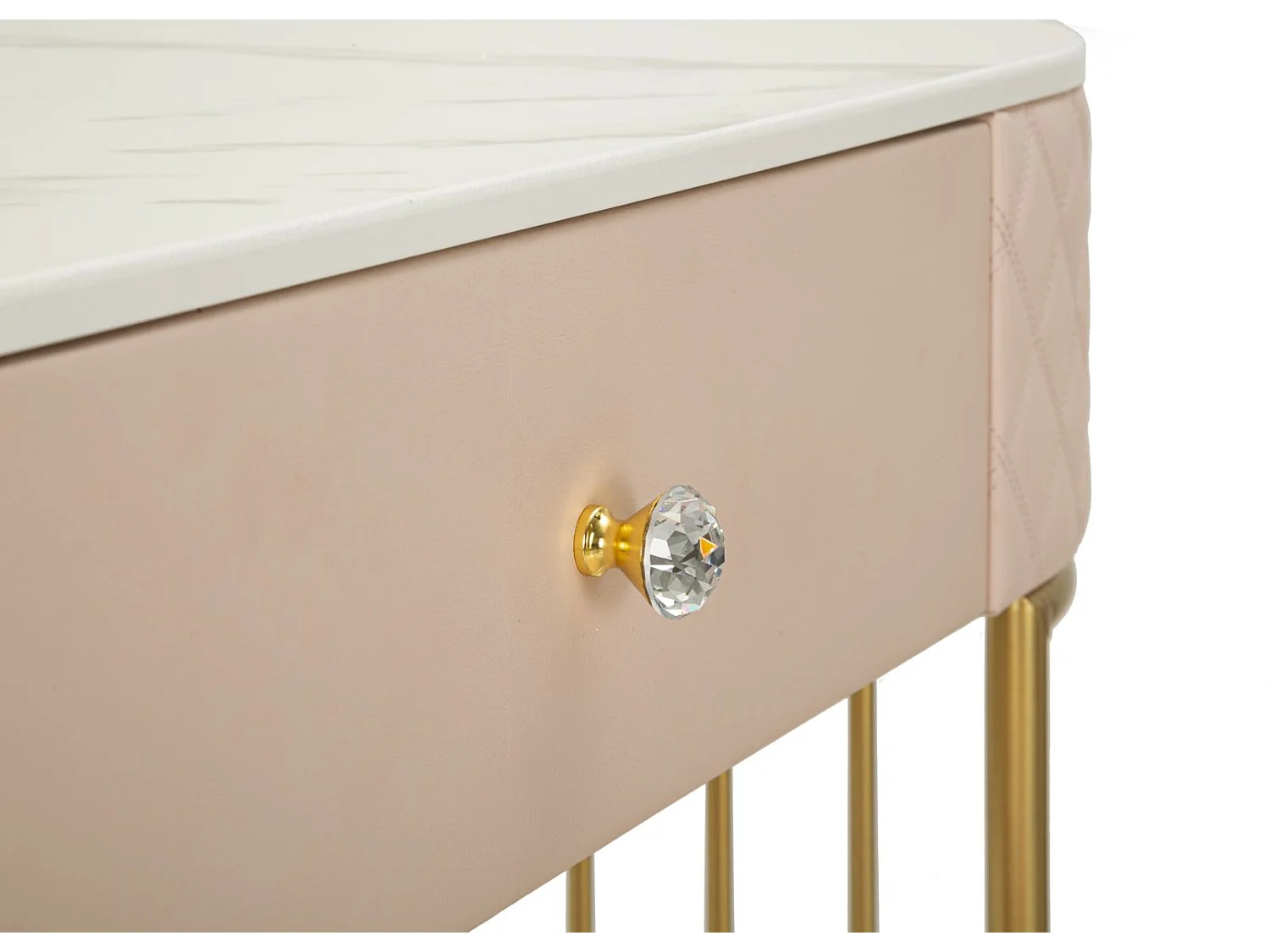 Coiffeuse Avec Pouf Effet Marbre "Sharon" 120 Rose & Or