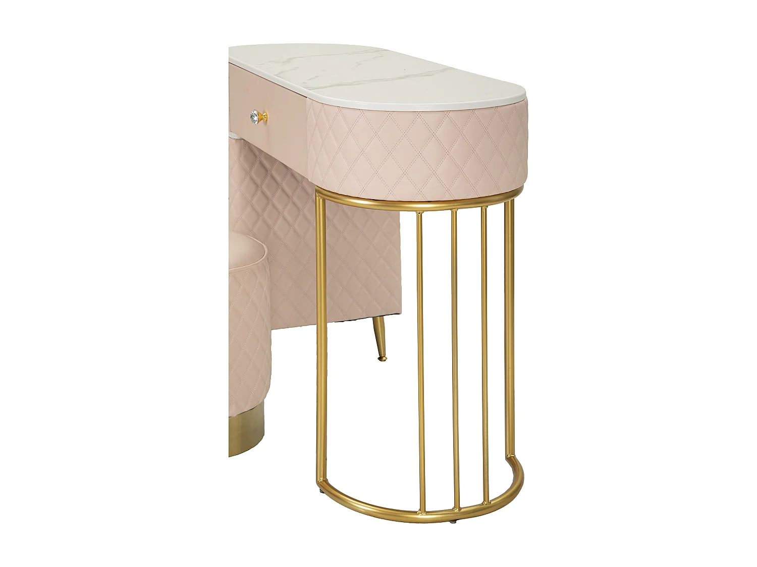 Coiffeuse Avec Pouf Effet Marbre "Sharon" 120 Rose & Or