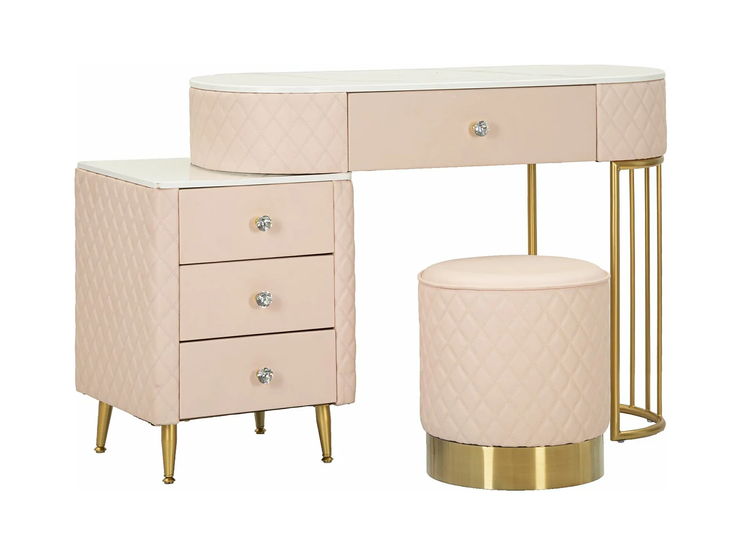 Coiffeuse en simili cuir avec pouf 120x40x76 cm