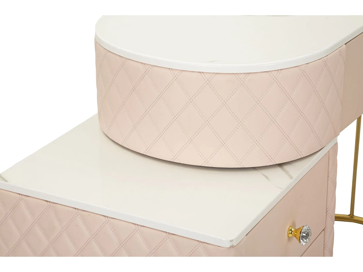 Coiffeuse Avec Pouf Effet Marbre "Sharon" 120 Rose & Or