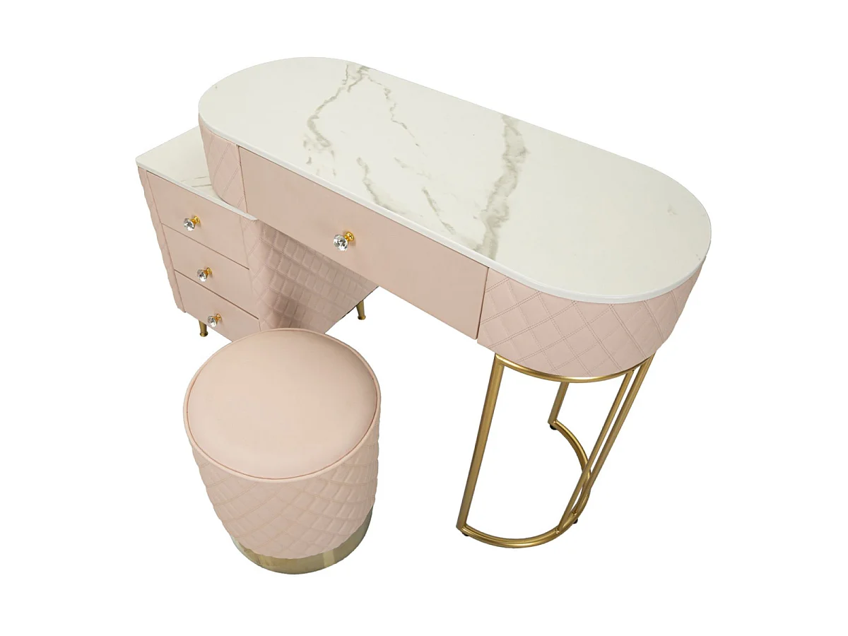 Toeletta in similpelle con Pouf cm 120x40x76
