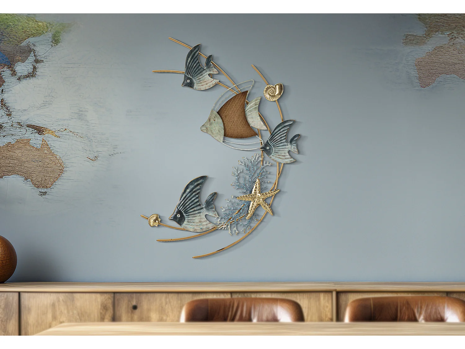 Pannello decorativo 3D da muro in metallo multicolore cm 61x5x86.