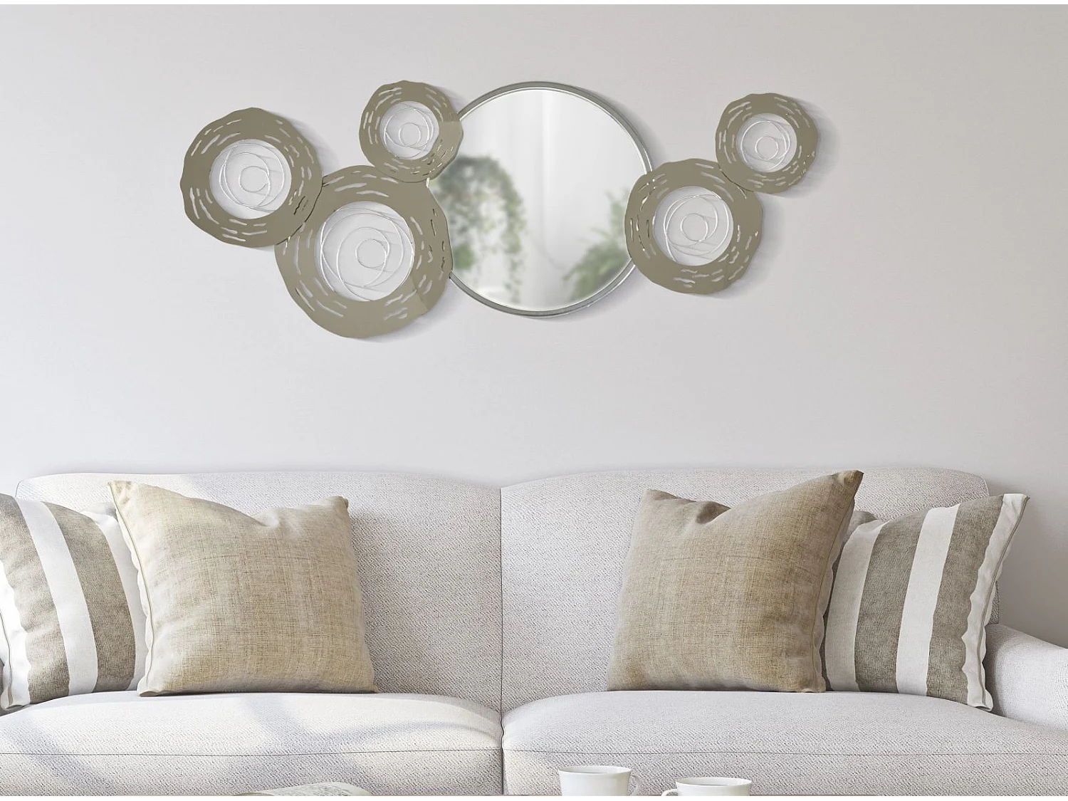 Pannello decorativo in metallo con specchio cm 106x3,8x48.