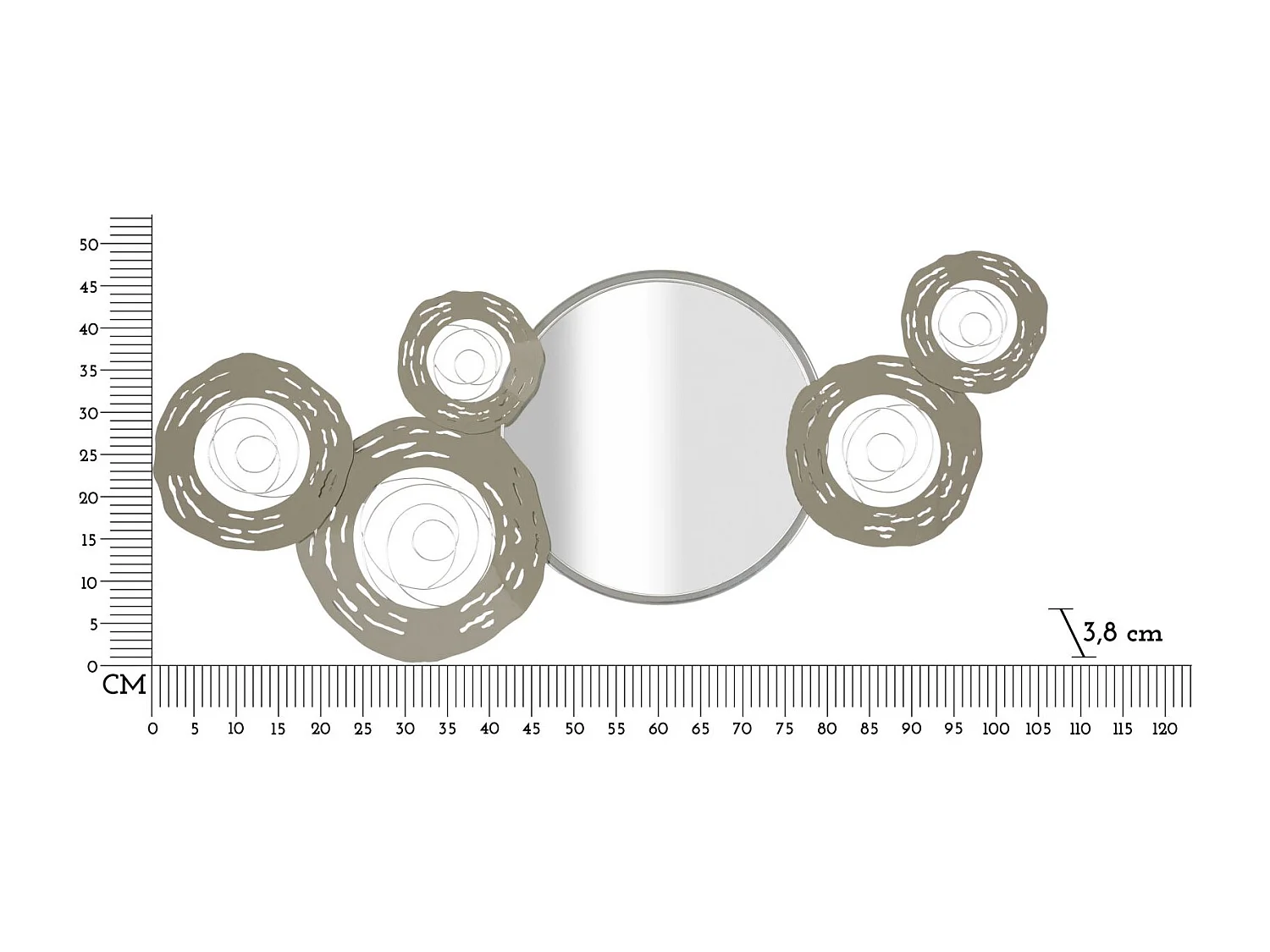 Pannello decorativo in metallo con specchio cm 106x3,8x48.