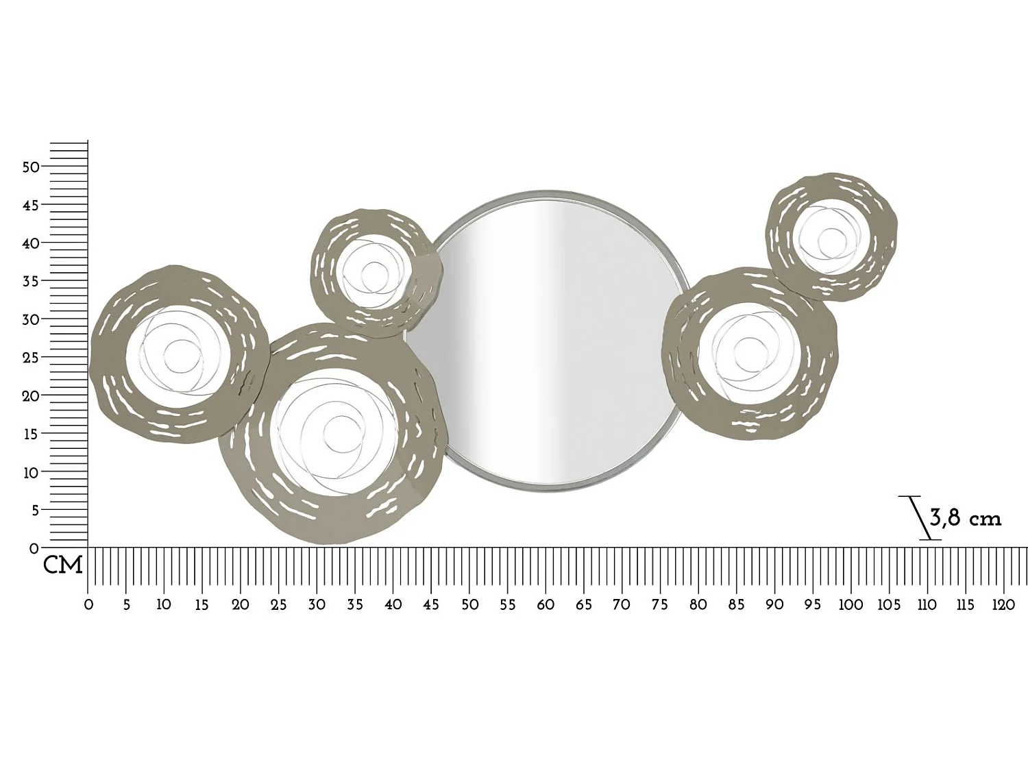 Dekopaneel aus Metall mit Spiegel 106x3,8x48 cm