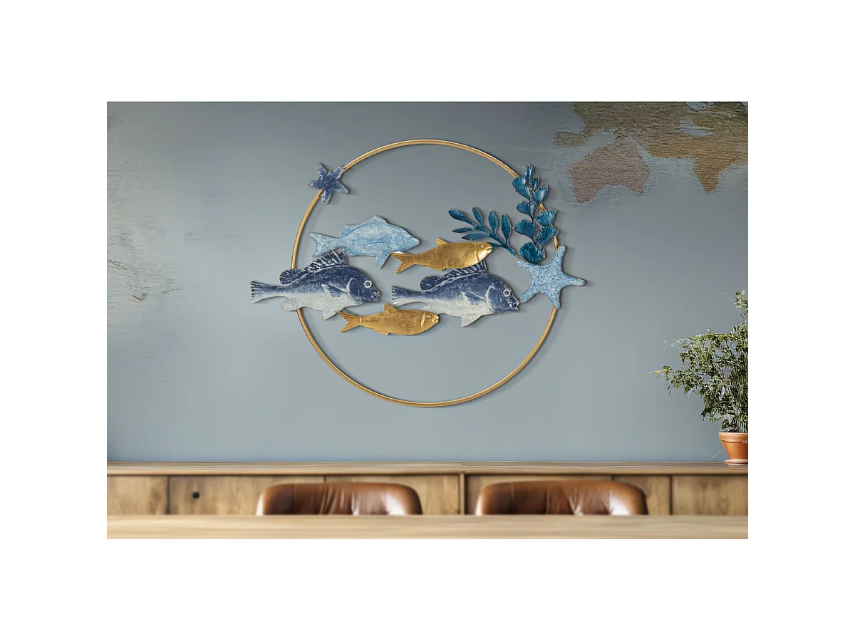 Décoration Murale Ronde en Métal "Marine" 77cm Multicolore