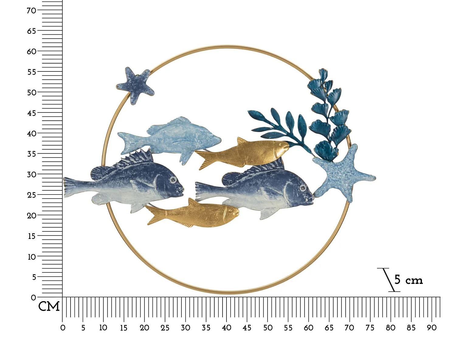 Décoration Murale Ronde en Métal "Marine" 77cm Multicolore